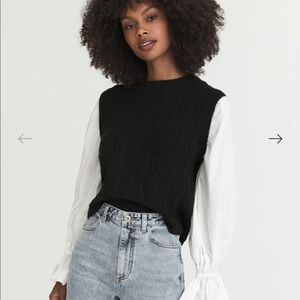 Something Navy Harper mixed media knit sweater